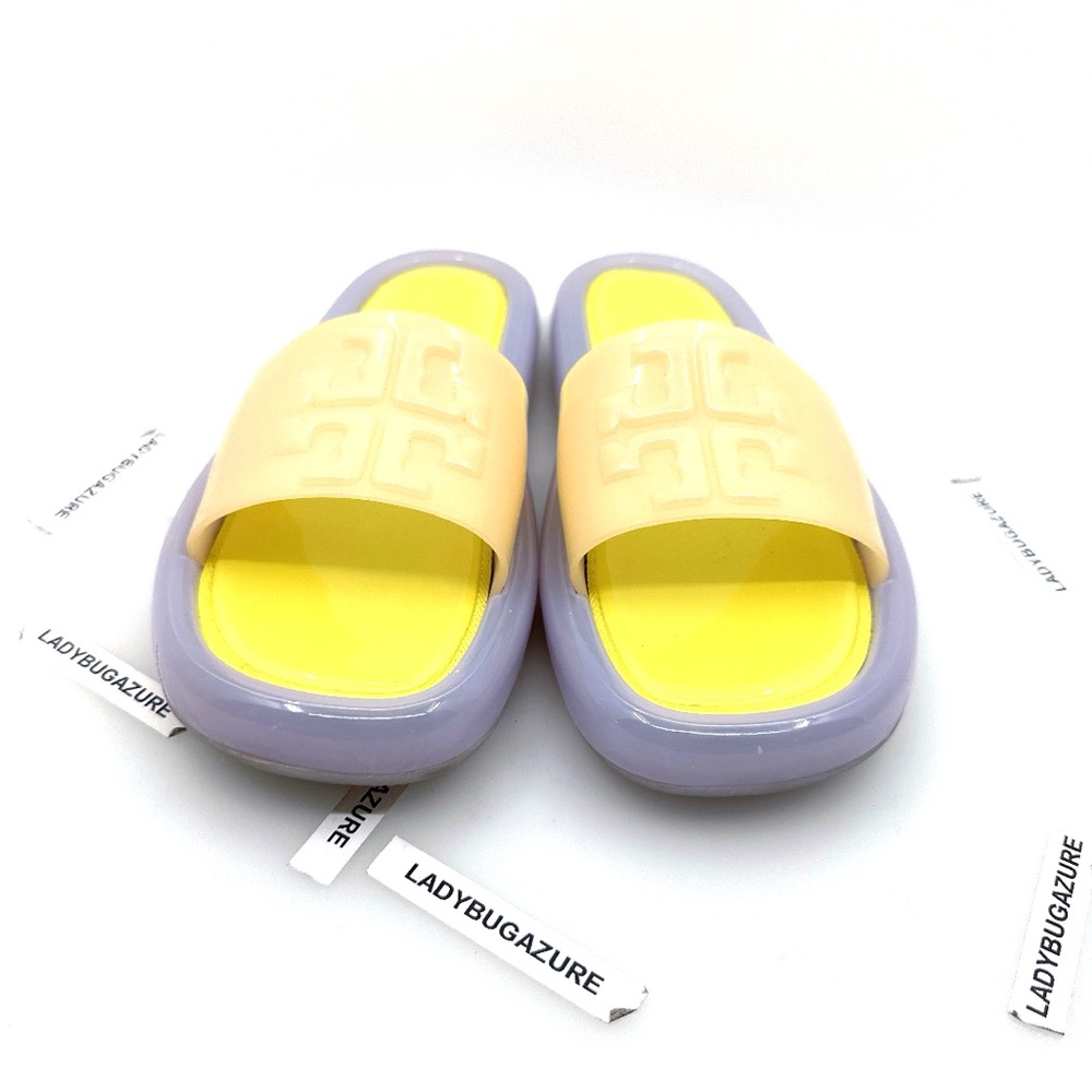 Tory Burch Women’s Bubble Jelly Slide Sandals Peach Citron Size 7